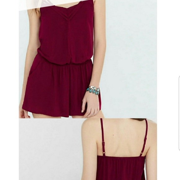 Express Maroon Strappy Romper with Pockets | Sz S - Picture 7 of 7